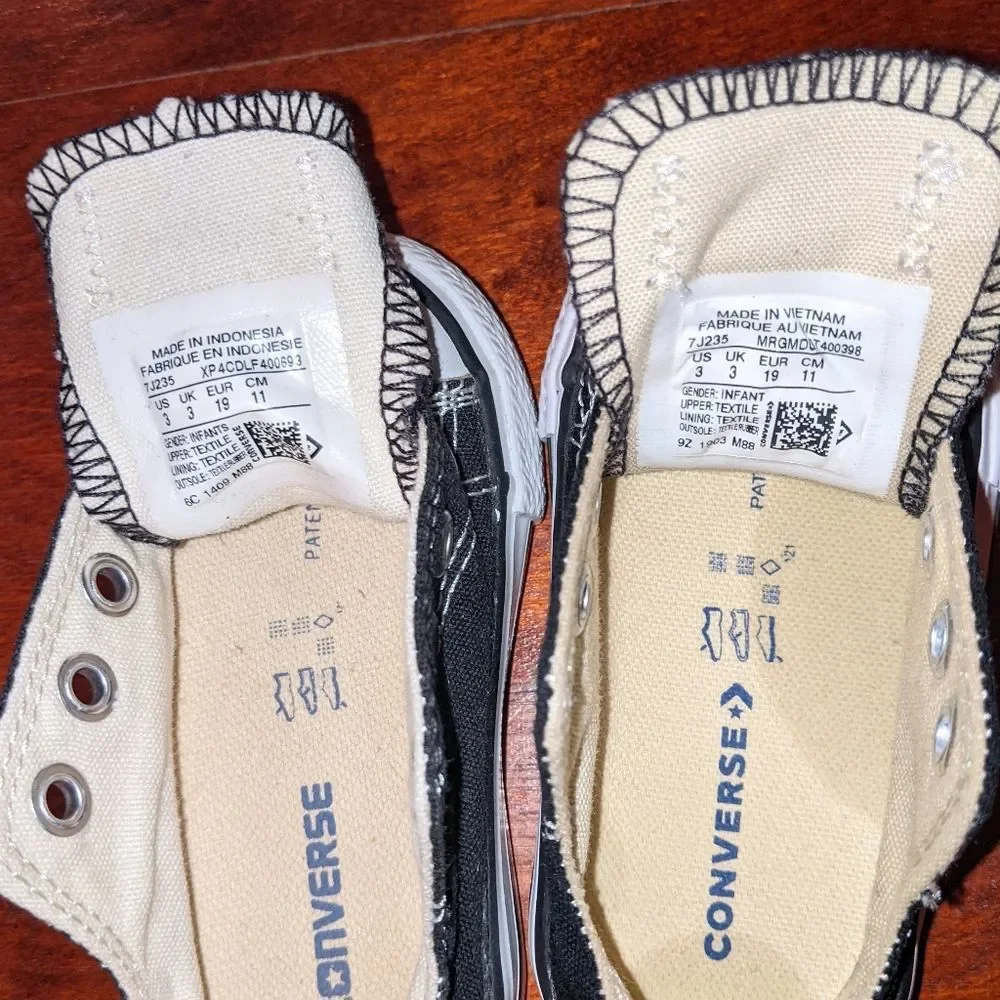 CONVERSE Size 3 Toddler Kids Shoes + WONDER NATION Sz 3 Stars and Bows Sneakers